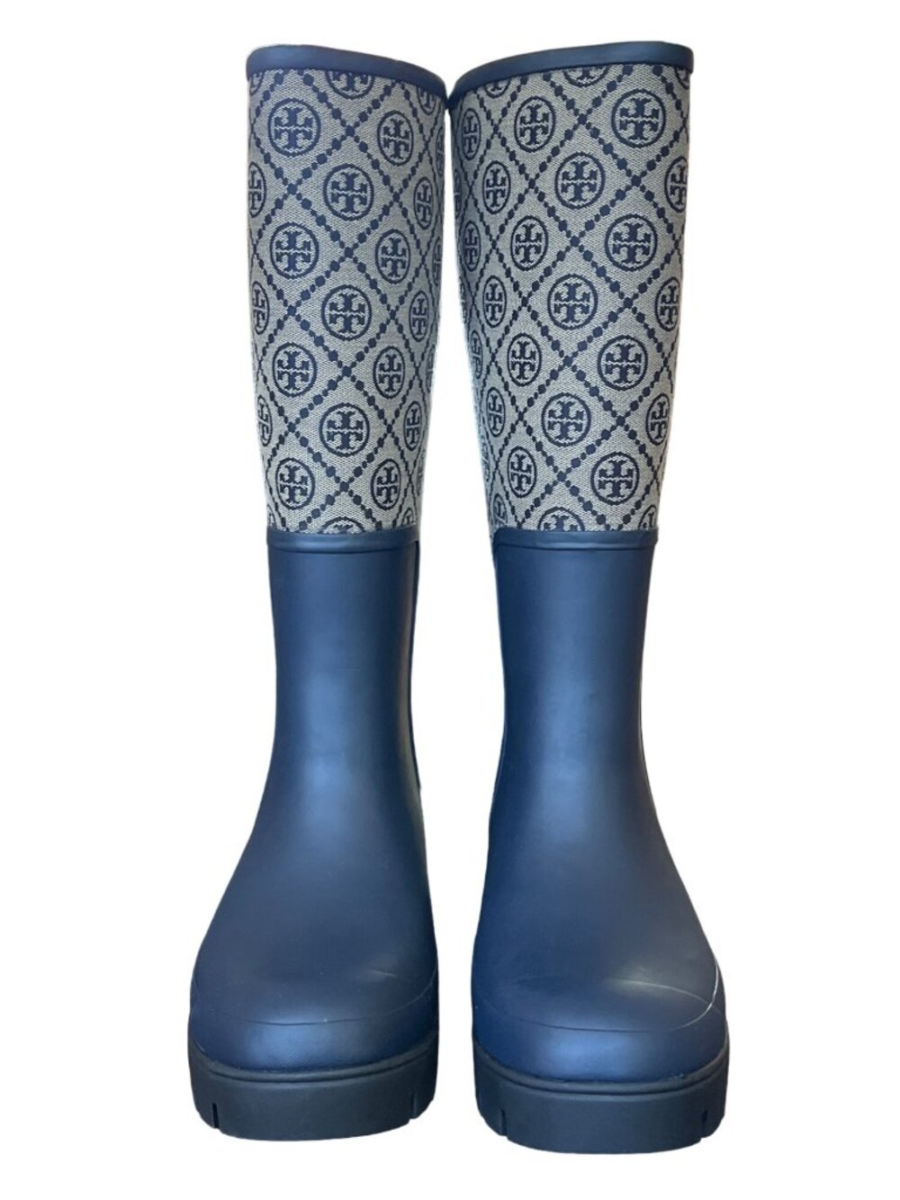 N-84. Tory Burch T Monogram Hurricane Tall Boot Perfect Navy US 8 - Picture 4 of 7